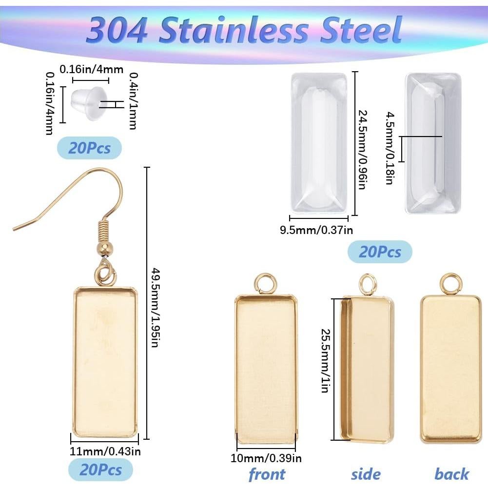 Kit 60 Pcs Plantillas Aretes Bezel Dorados SOFPLATE DIY