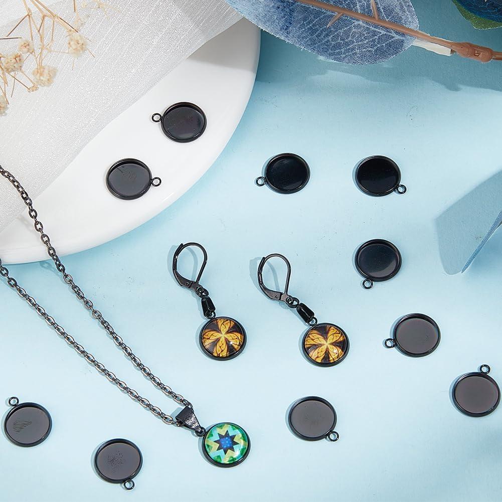 Beebeecraft 40 Piezas Pendientes Redondos 12mm Acero Inoxidable