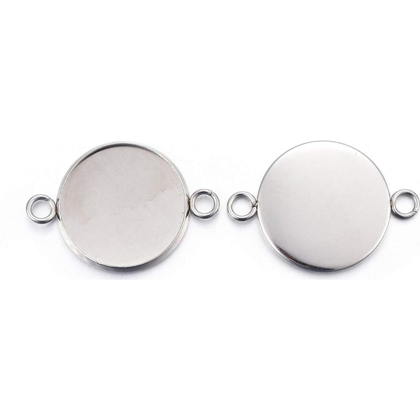 100 Piezas Bandeja Conectores Pendientes Craftdady 20mm Acero Inoxidable