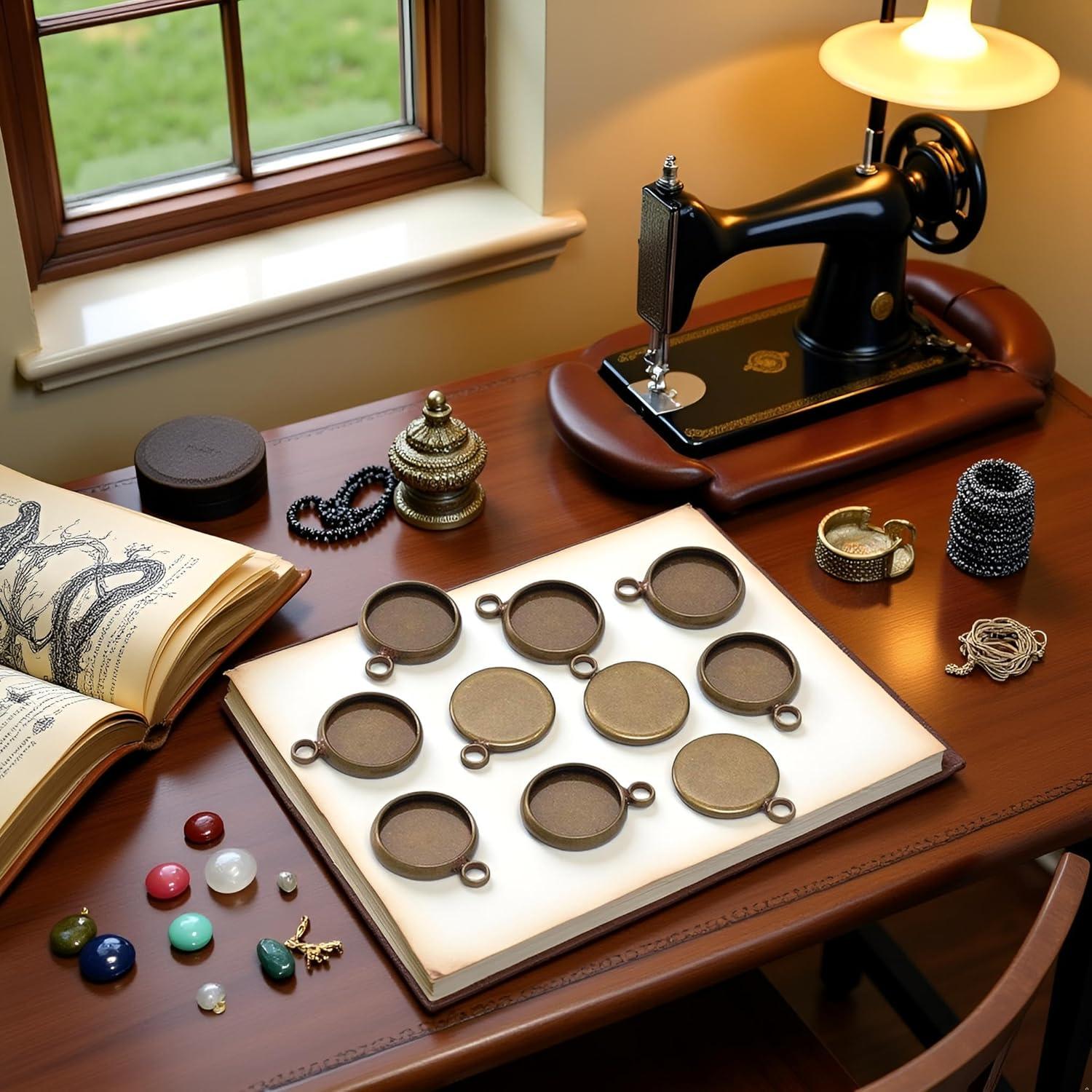 20 Piezas Base de Cabochón Redonda Juroicessry 25mm Bronce Antiguo