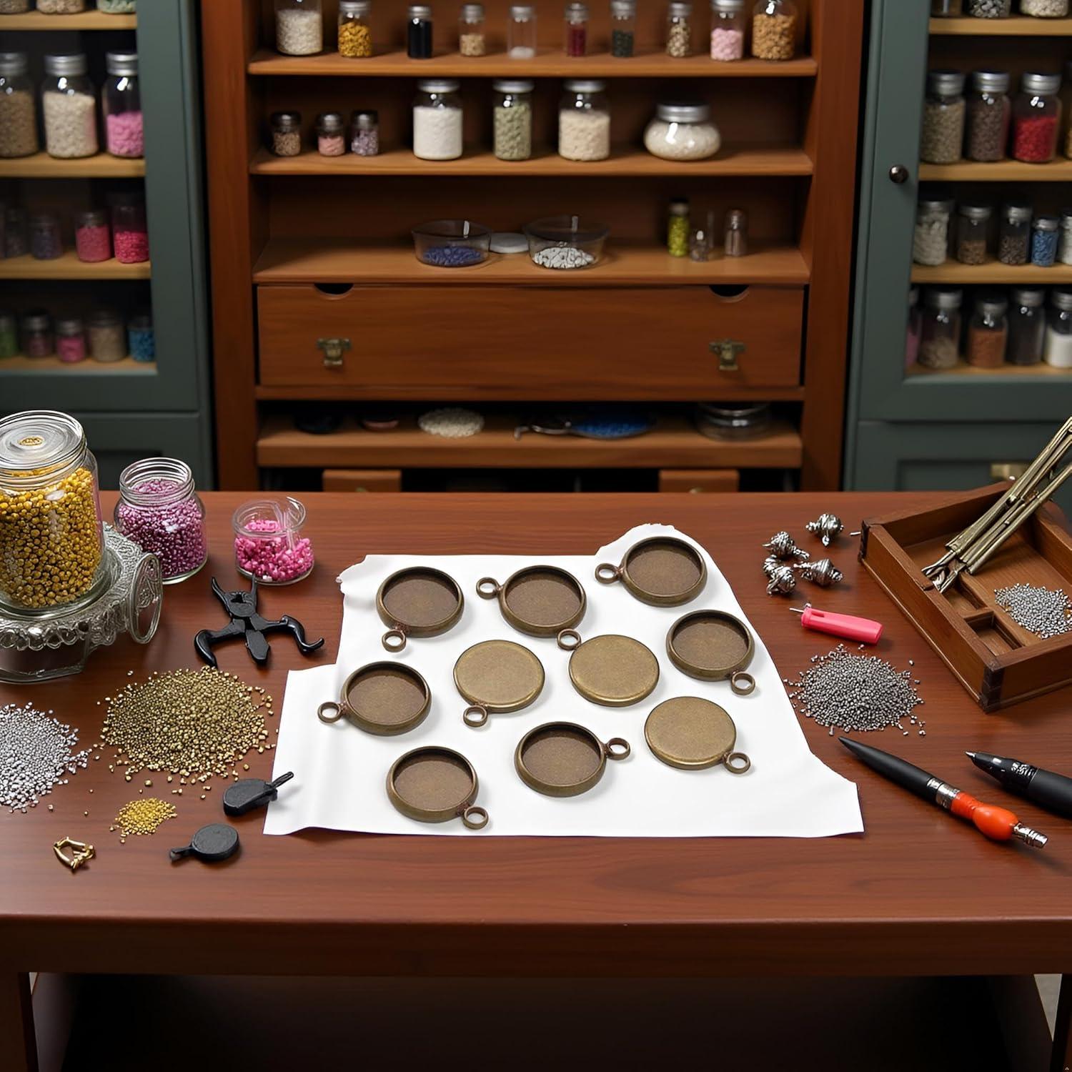 20 Piezas Base de Cabochón Redonda Juroicessry 25mm Bronce Antiguo