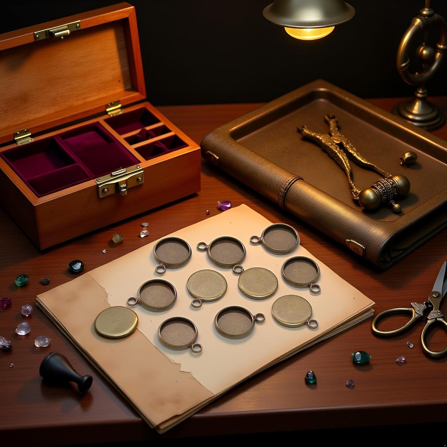 20 Piezas Base de Cabochón Redonda Juroicessry 25mm Bronce Antiguo