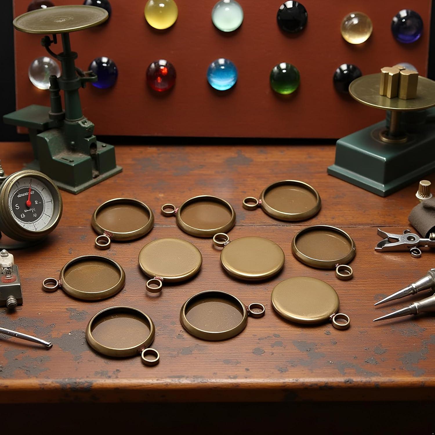 20 Piezas Base de Cabochón Redonda Juroicessry 25mm Bronce Antiguo