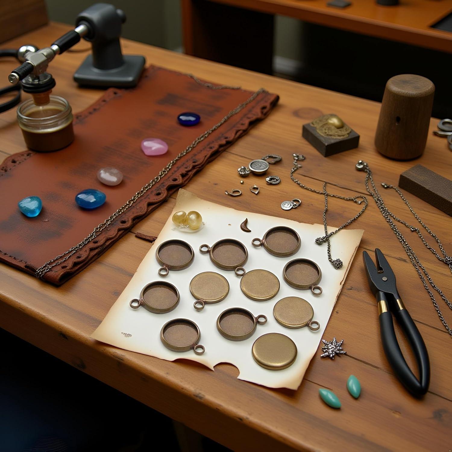 20 Piezas Base de Cabochón Redonda Juroicessry 25mm Bronce Antiguo