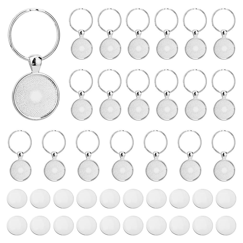 Kit de Llavero DIY DICOSMETIC 20 Sets 20mm Platino