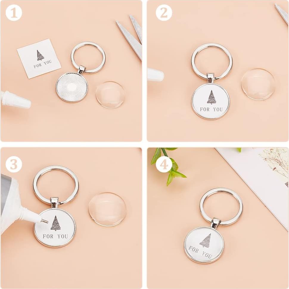 Kit de Llavero DIY DICOSMETIC 20 Sets 20mm Platino