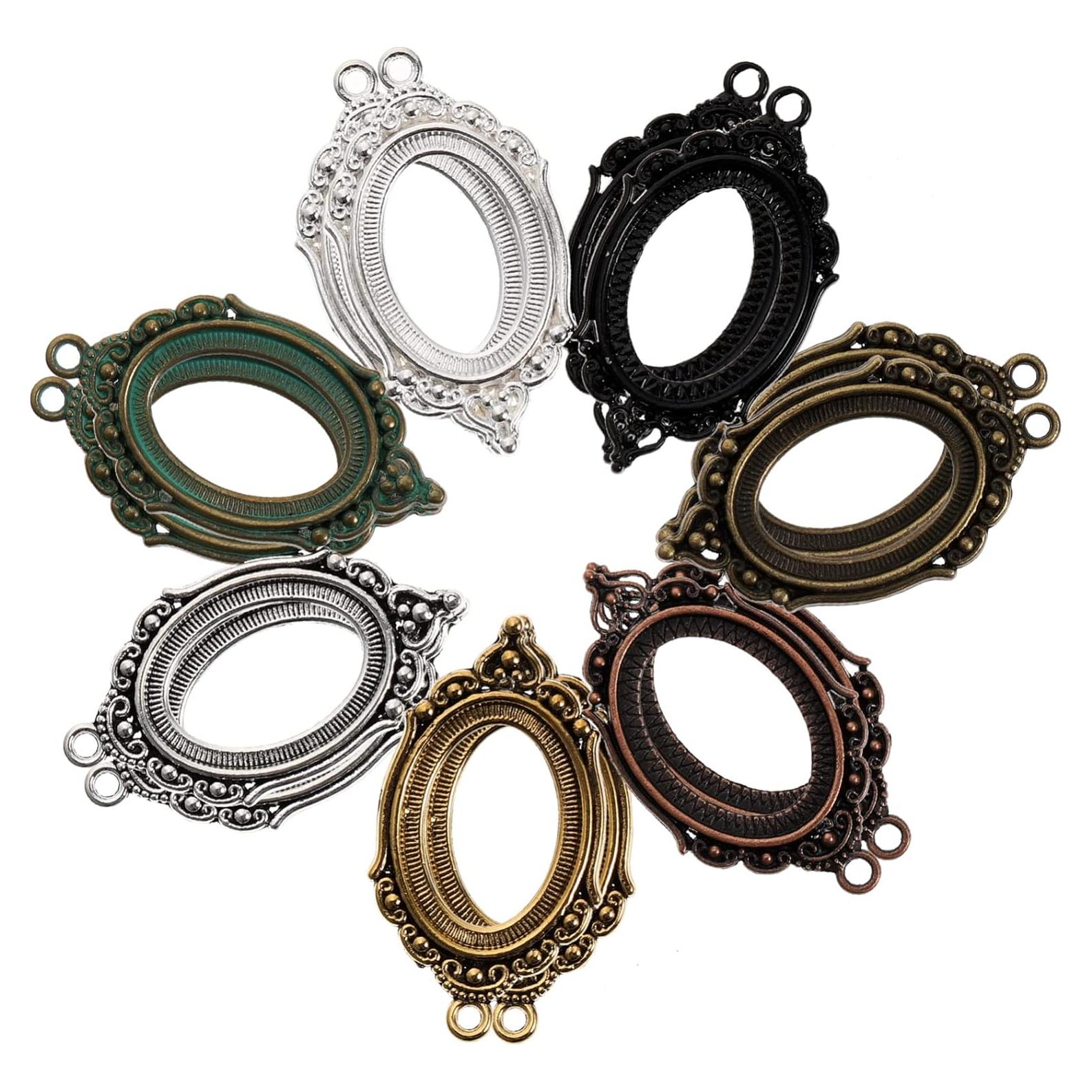 Bandejas de Colgante Bezel COHEALI 21pcs Ovaladas 4x2cm