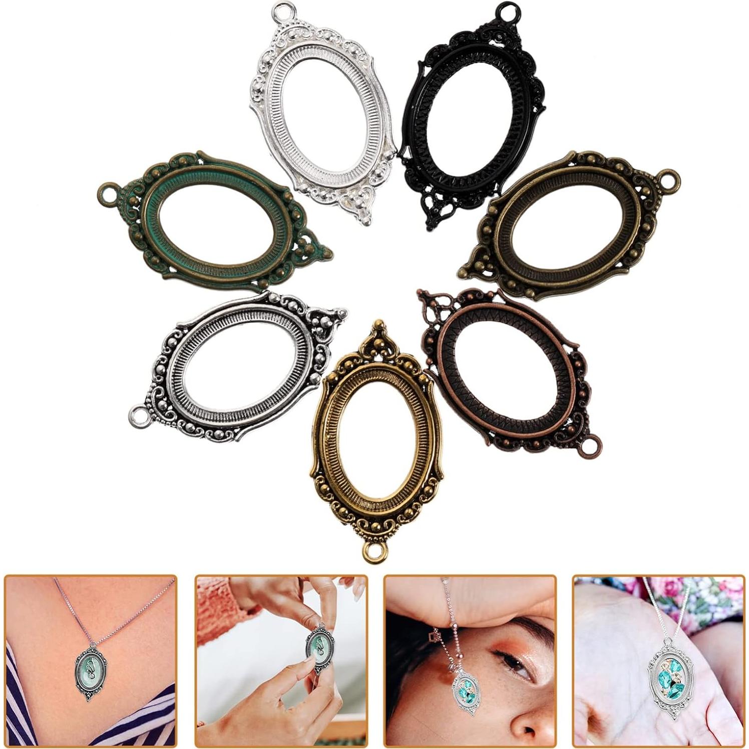 Bandejas de Colgante Bezel COHEALI 21pcs Ovaladas 4x2cm