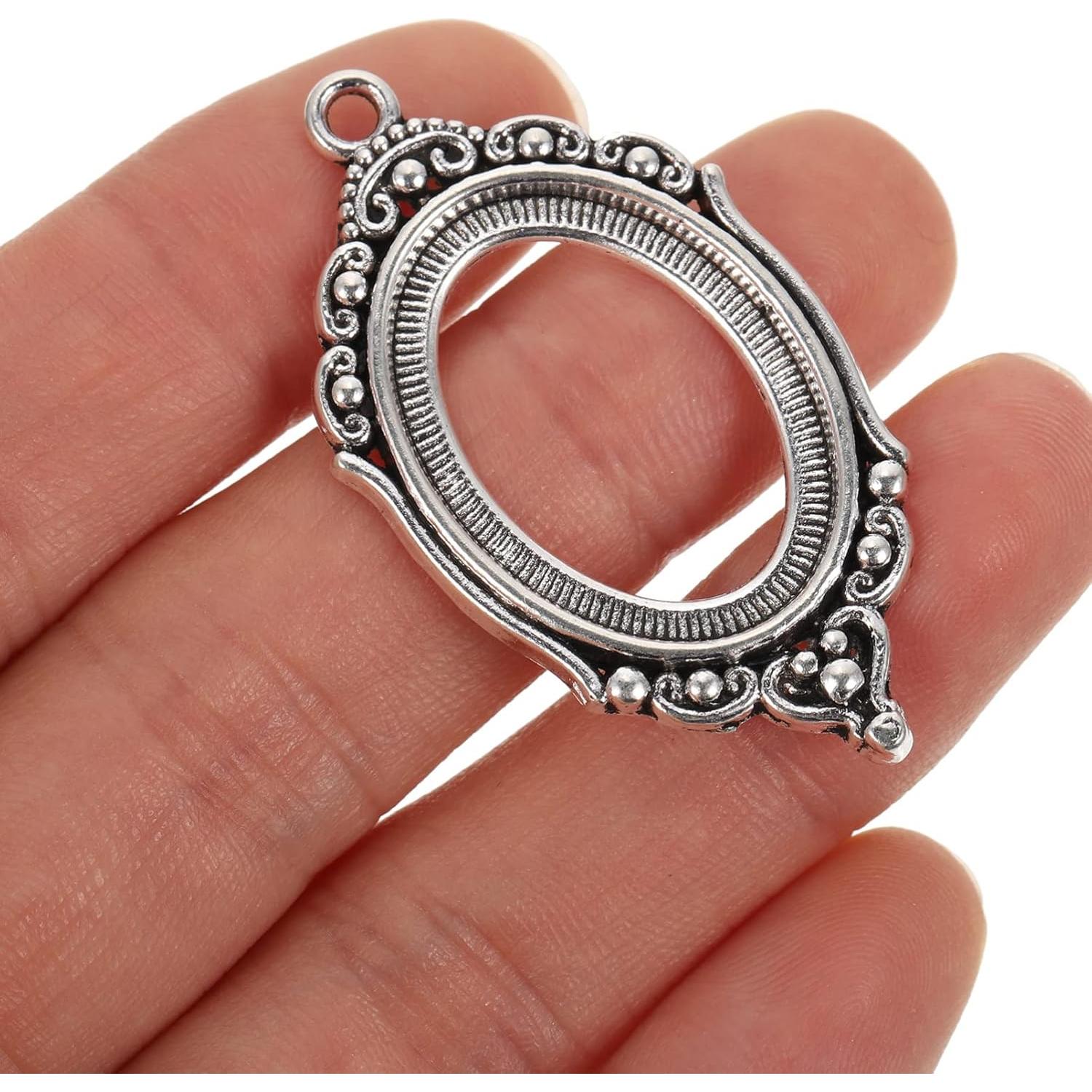 Bandejas de Colgante Bezel COHEALI 21pcs Ovaladas 4x2cm