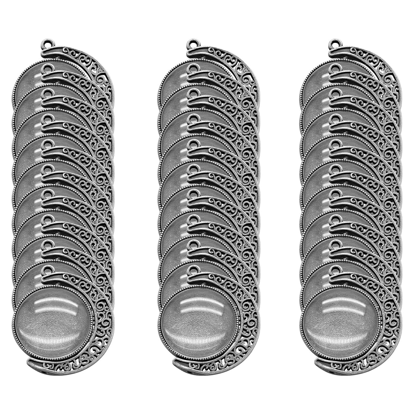 10 Sets Bandejas Colgantes Doble Cara Luna Unlorspy Plata