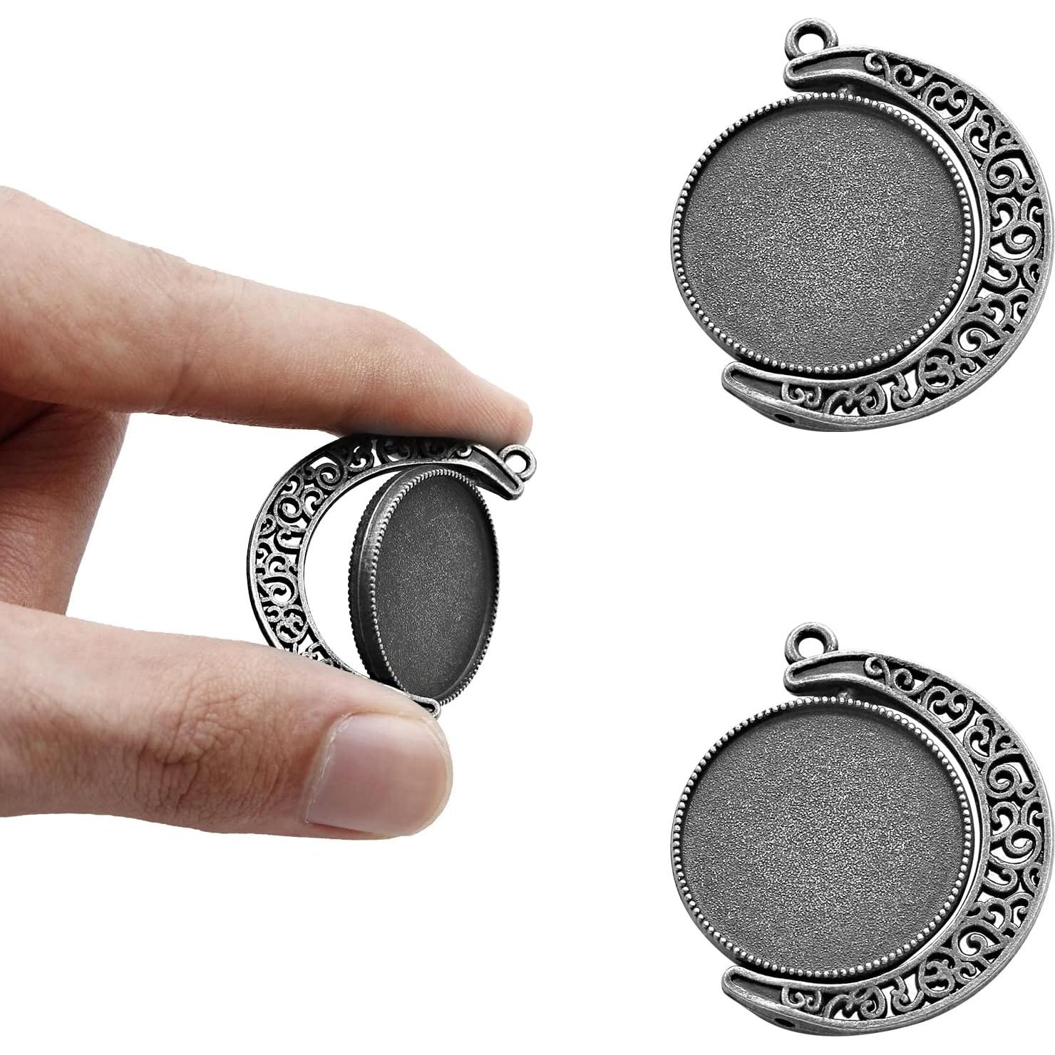 10 Sets Bandejas Colgantes Doble Cara Luna Unlorspy Plata