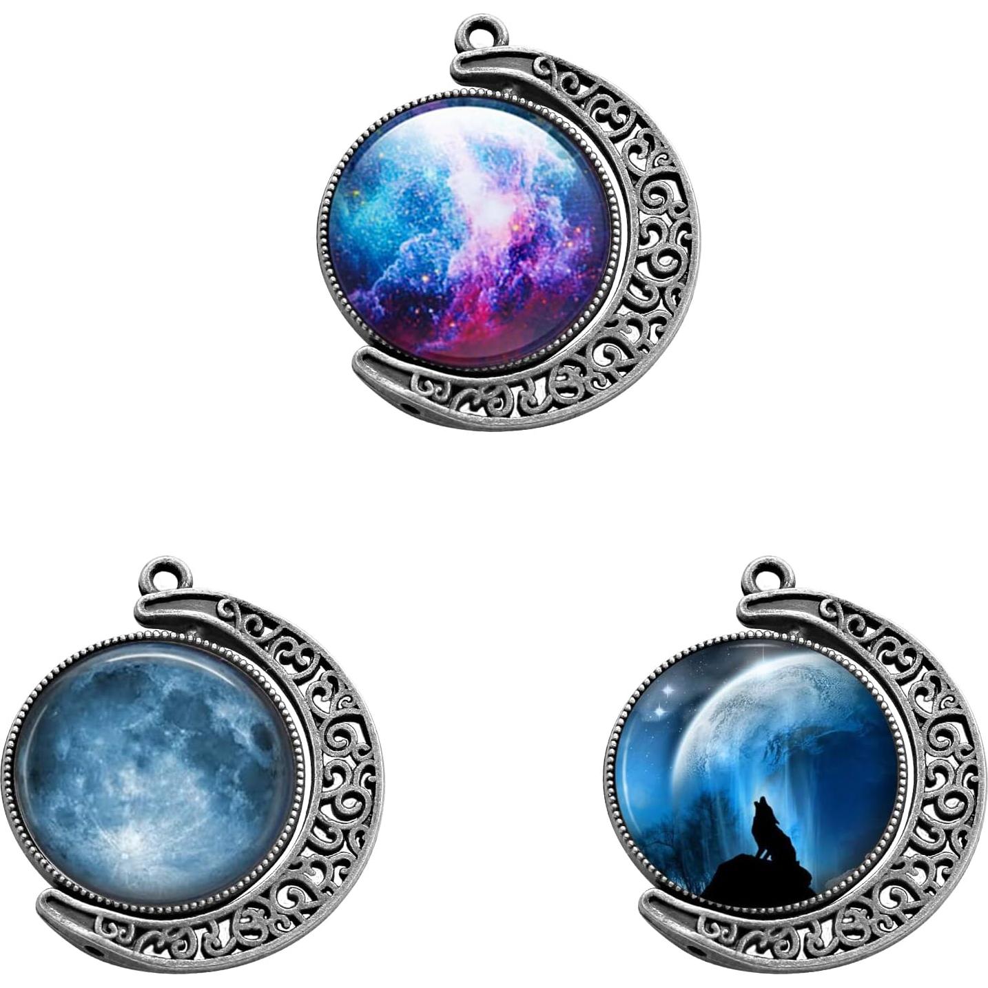 10 Sets Bandejas Colgantes Doble Cara Luna Unlorspy Plata