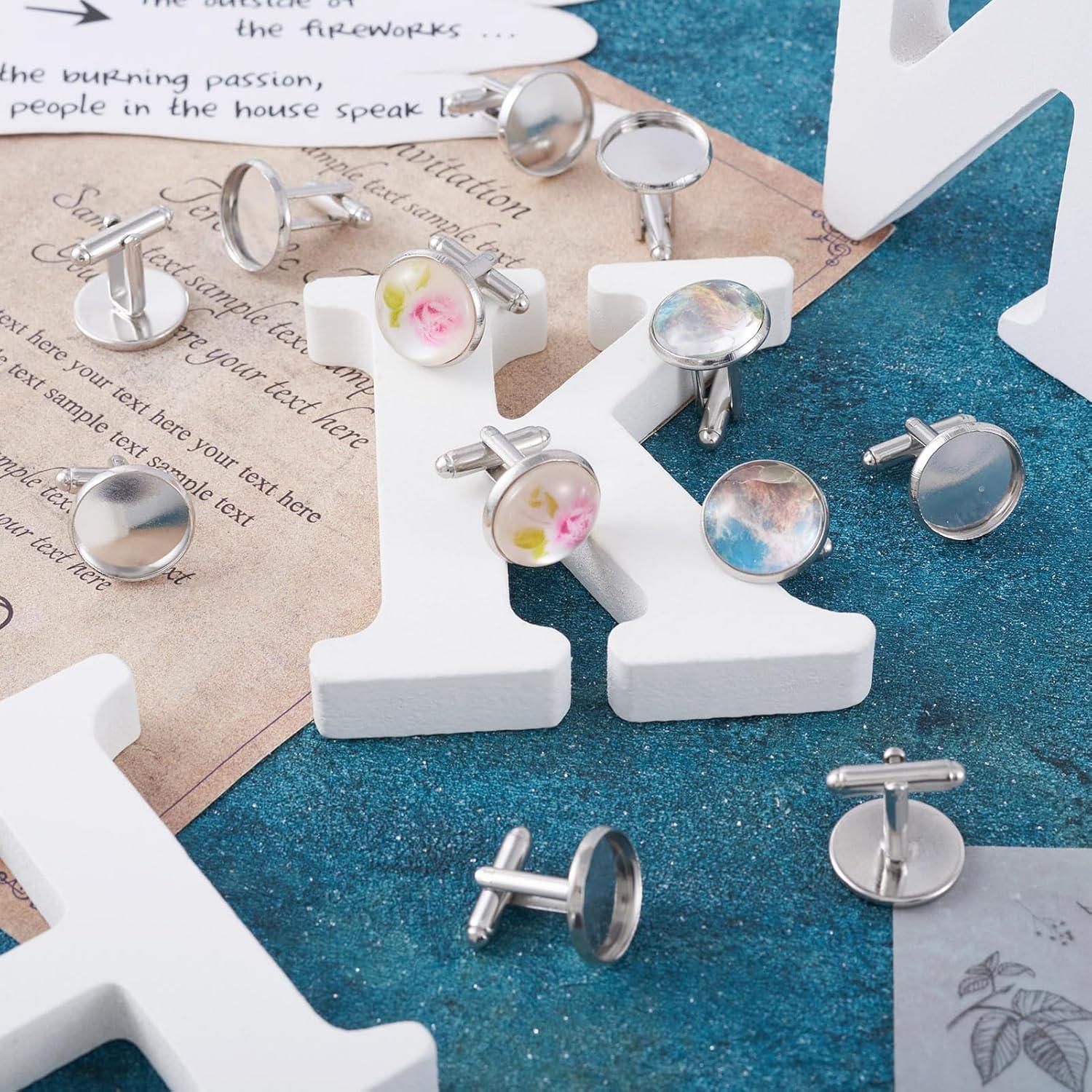 20 Cufflinks de Latón para Hombre Pandahall 16mm Platino