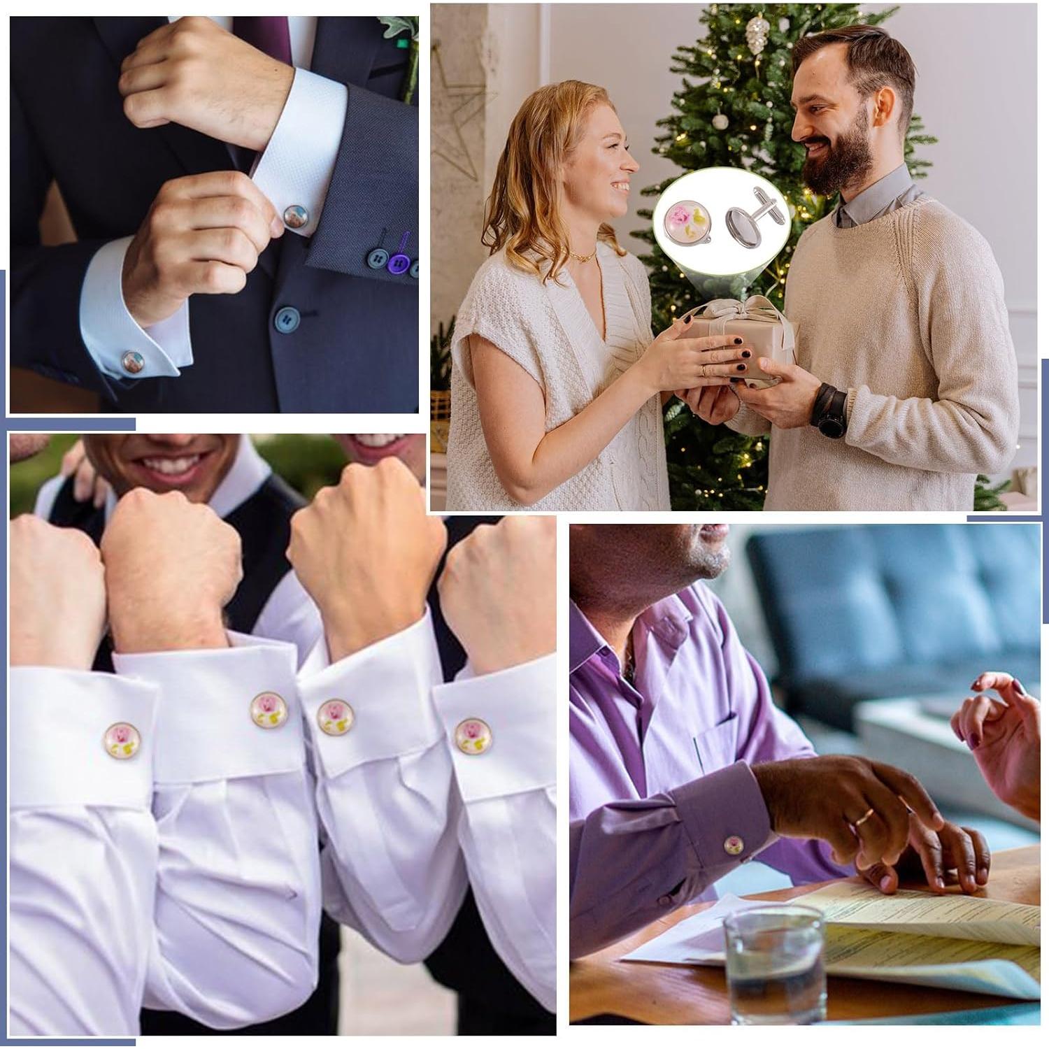 20 Cufflinks de Latón para Hombre Pandahall 16mm Platino