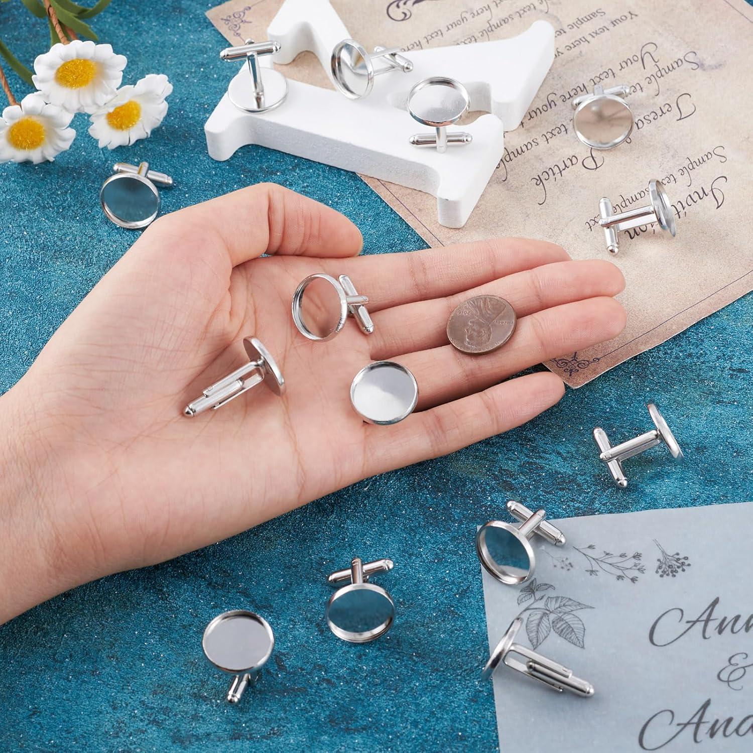 20 Cufflinks de Latón para Hombre Pandahall 16mm Platino