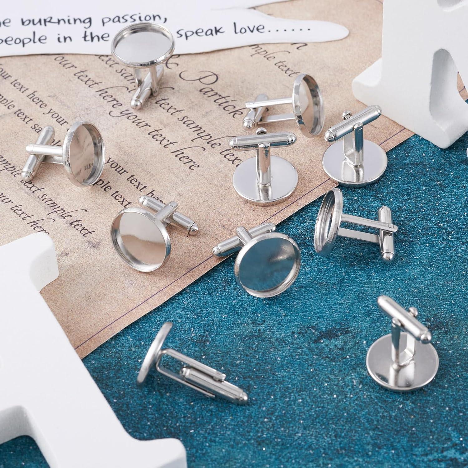 20 Cufflinks de Latón para Hombre Pandahall 16mm Platino