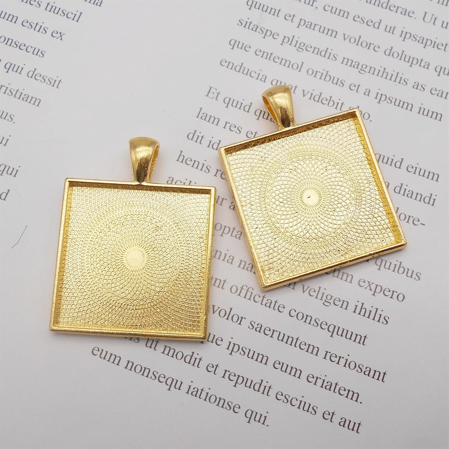 20 Piezas Bandeja Bezel Cuadrada 25mm Aleación Metal DIY Joyería