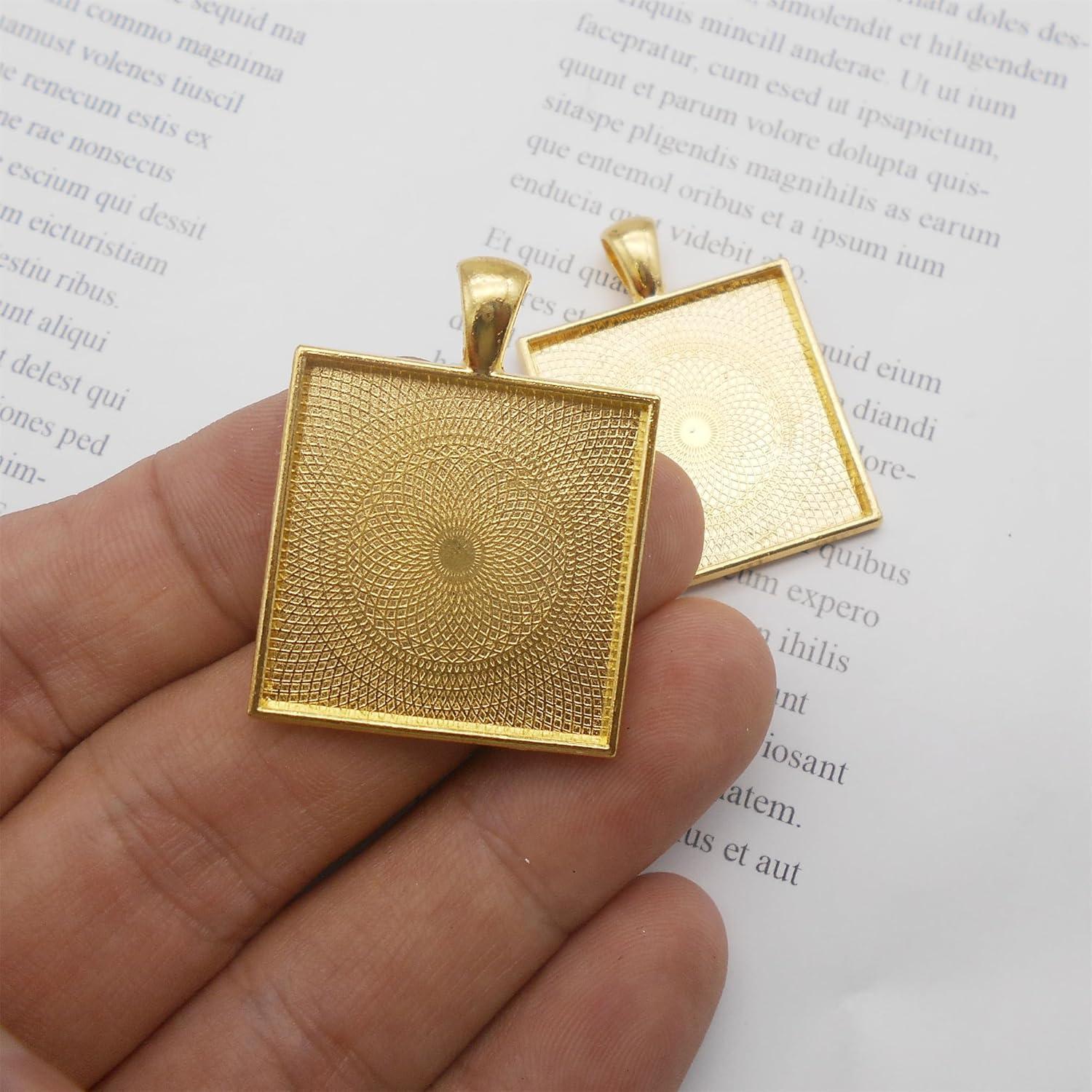 20 Piezas Bandeja Bezel Cuadrada 25mm Aleación Metal DIY Joyería