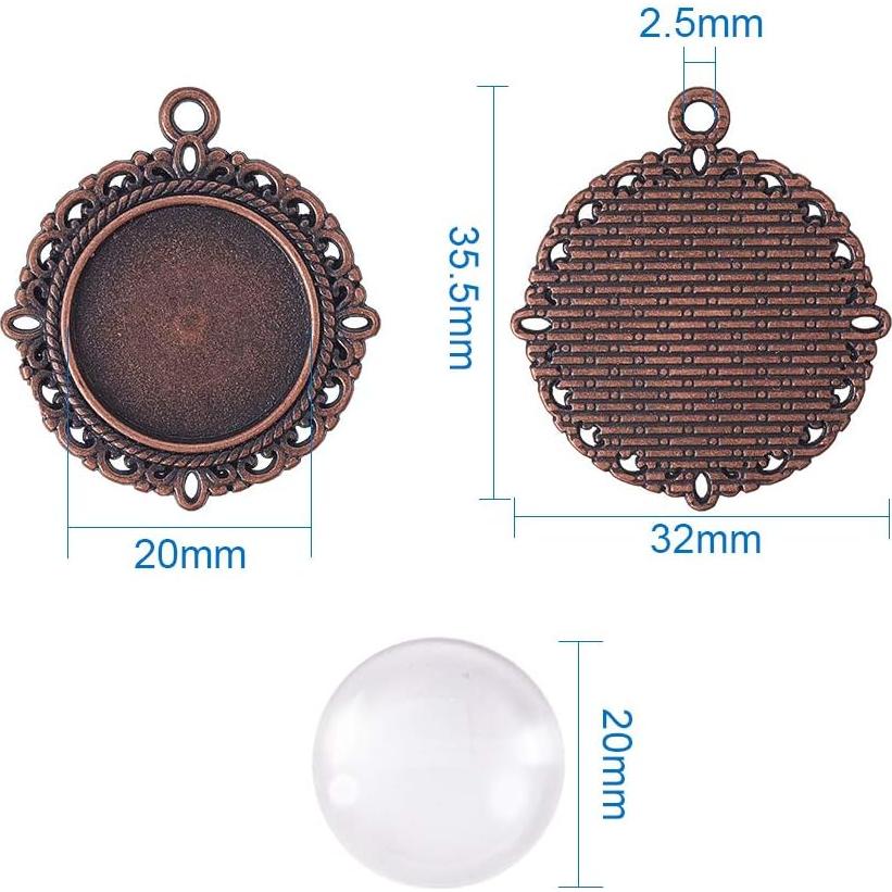 Kit de Bandejas de Colgante Bezel PH PandaHall 50pcs 20mm