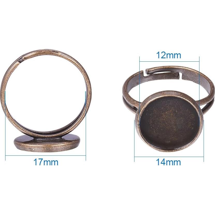 Anillos Ajustables PH PandaHall 40pcs 17mm con Bandeja 12mm