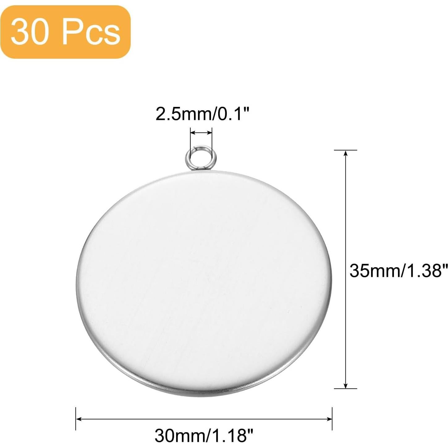 Bandejas de Colgante Redondas uxcell - 30 Piezas 30mm Acero Inoxidable