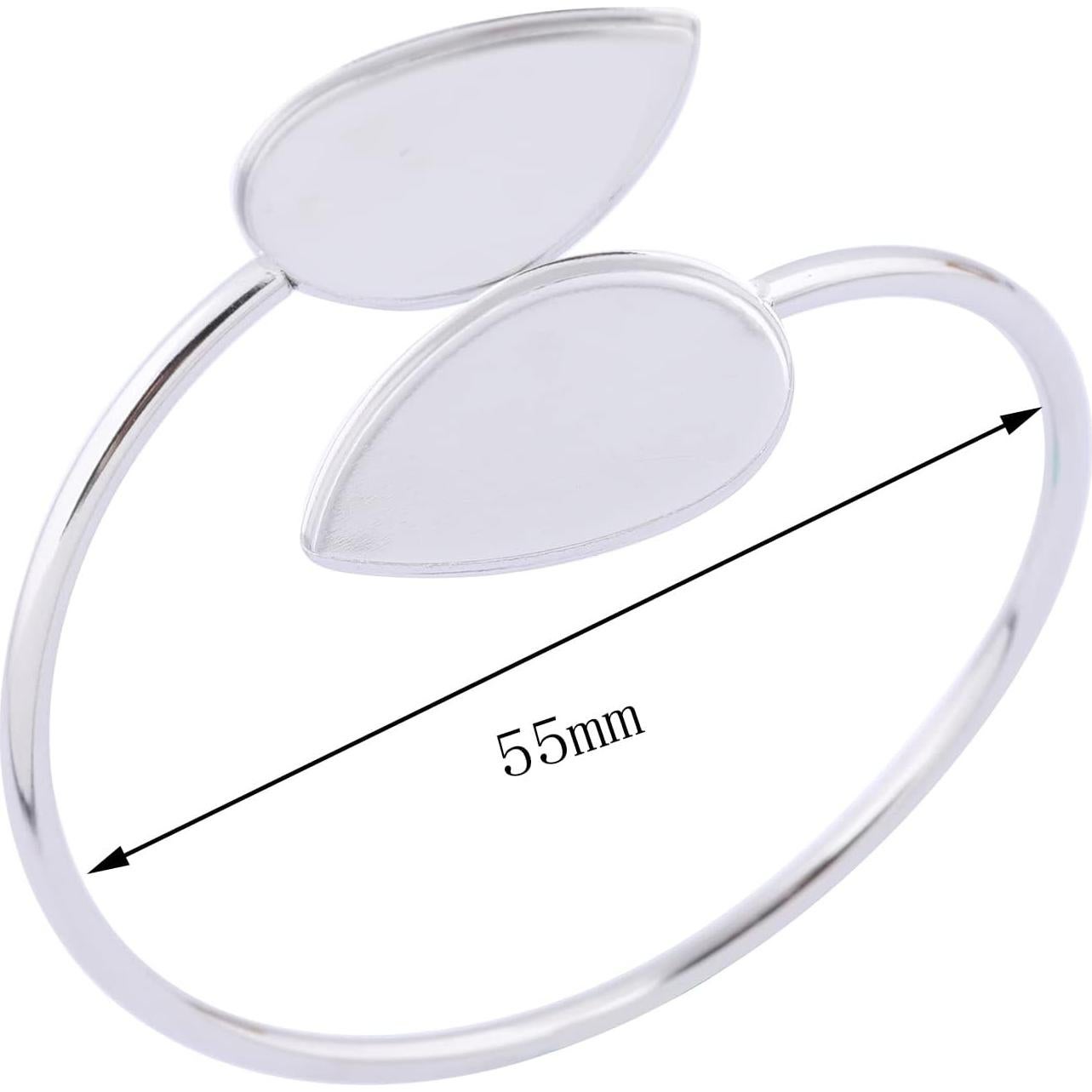 5 Piezas Base de Pulsera Ajustable Reidgaller Acero Inoxidable 18x25mm