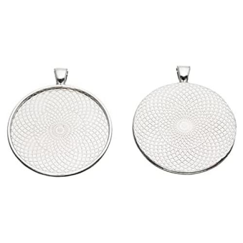 10 Piezas Base de Pendientes Redondos 40mm Plata Antigua SHUNAE