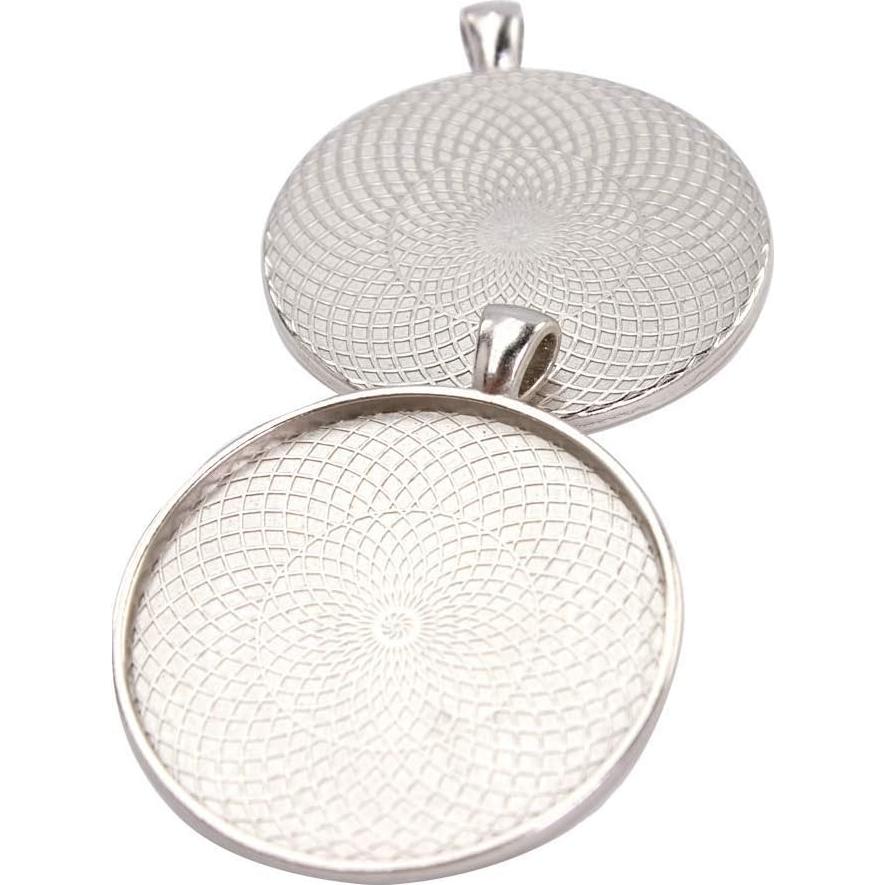 10 Piezas Base de Pendientes Redondos 40mm Plata Antigua SHUNAE