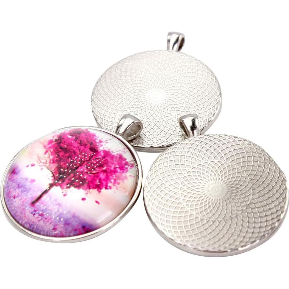 10 Piezas Base de Pendientes Redondos 40mm Plata Antigua SHUNAE