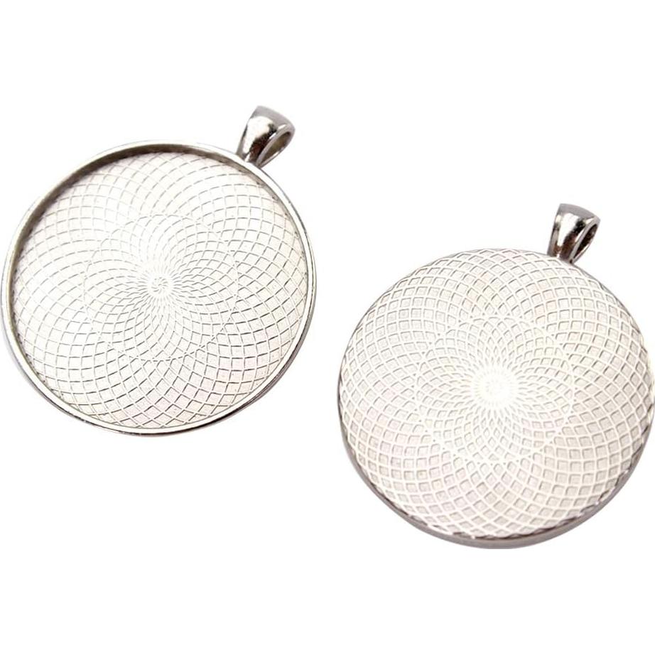 10 Piezas Base de Pendientes Redondos 40mm Plata Antigua SHUNAE