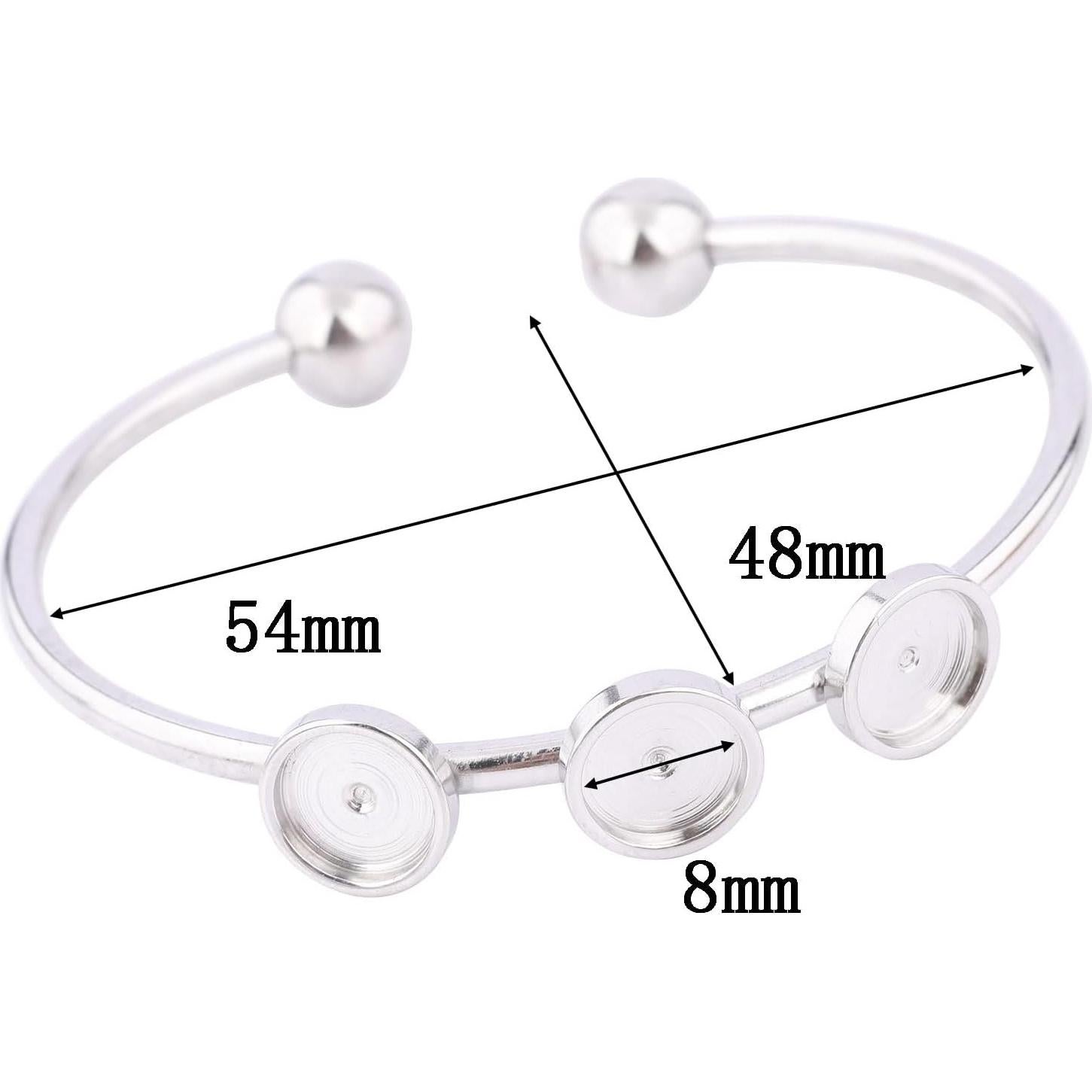 5 Piezas Base de Pulsera Ajustable Reidgaller 8mm Acero Inoxidable