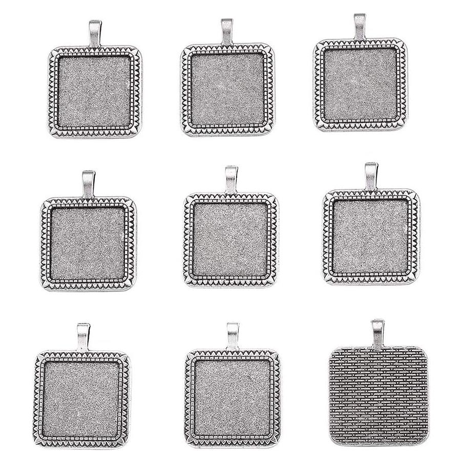 Kissitty 10 Piezas Bezel Antiguo Plata 25x25mm para Joyería