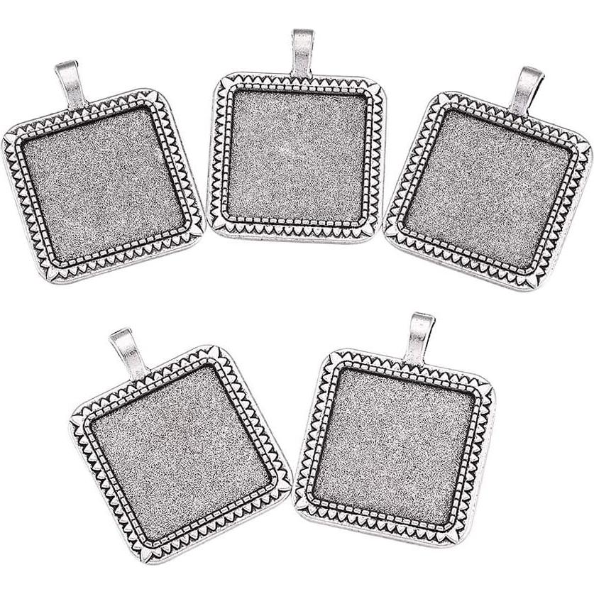Kissitty 10 Piezas Bezel Antiguo Plata 25x25mm para Joyería
