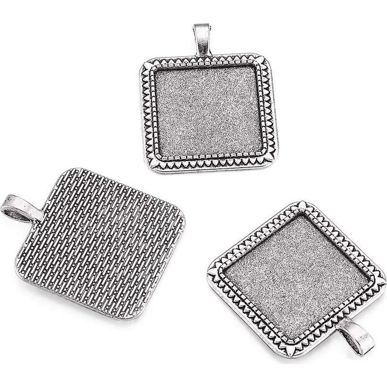 Kissitty 10 Piezas Bezel Antiguo Plata 25x25mm para Joyería
