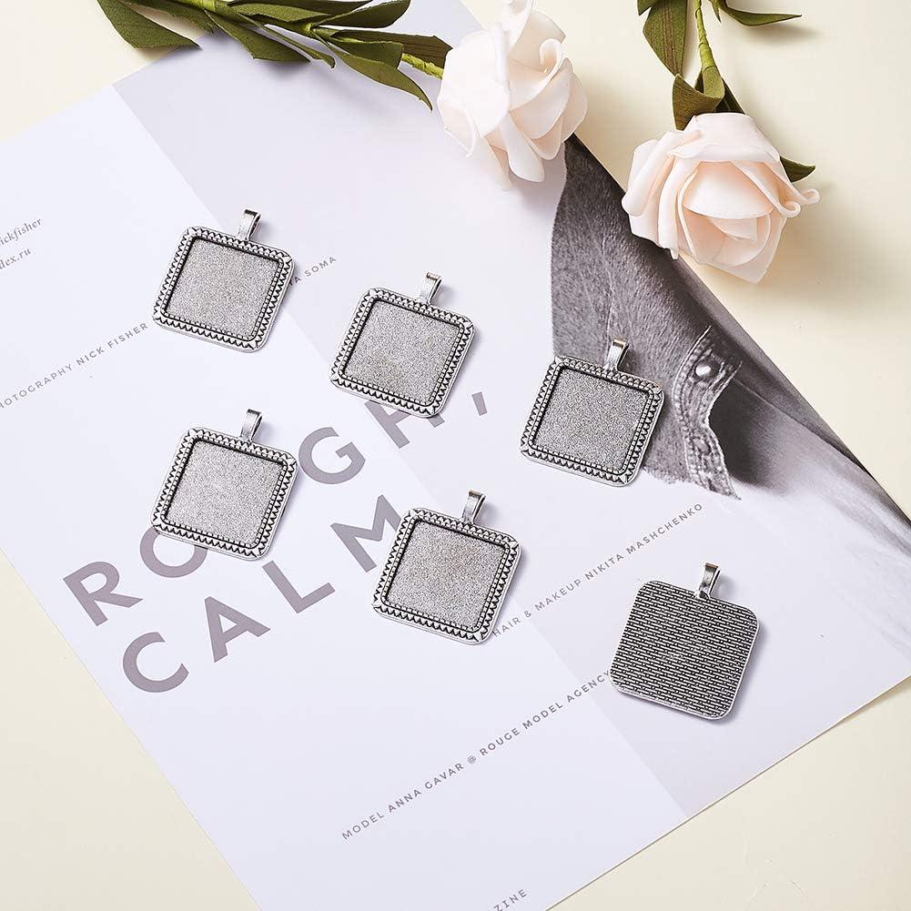 Kissitty 10 Piezas Bezel Antiguo Plata 25x25mm para Joyería