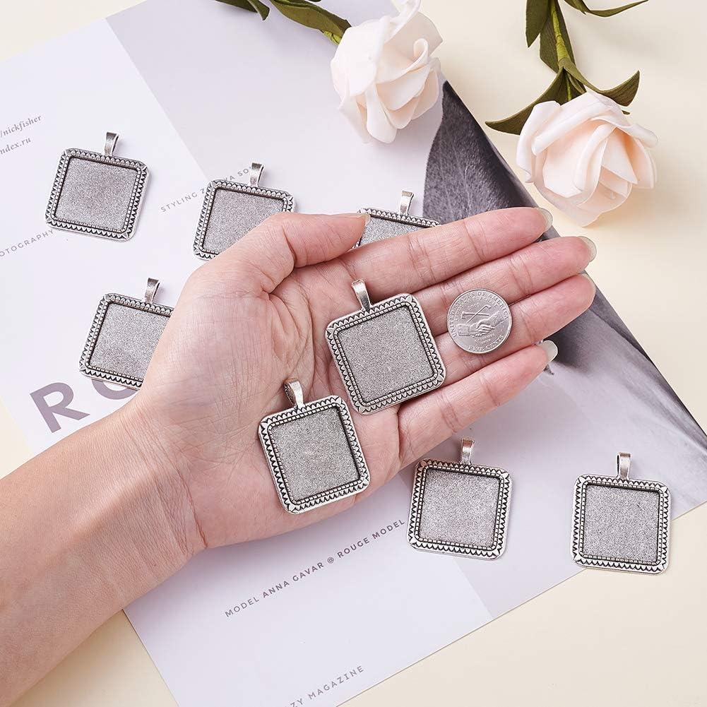 Kissitty 10 Piezas Bezel Antiguo Plata 25x25mm para Joyería