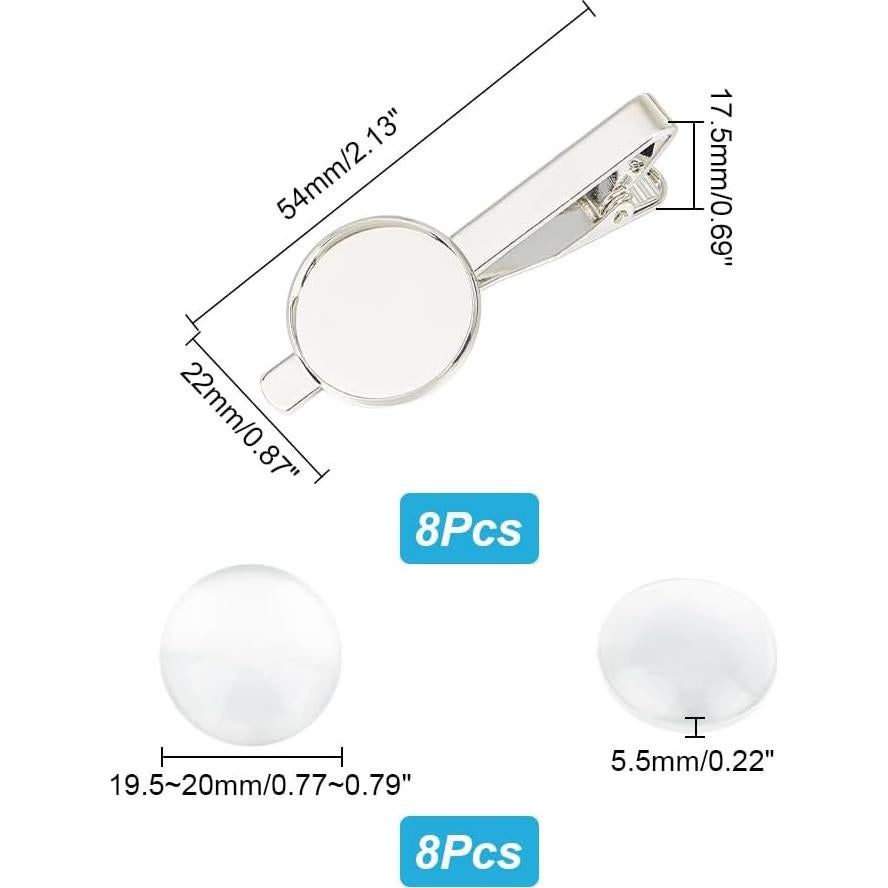 Kit de Clips de Corbata DIY GOMAKERER 8 Piezas Platino