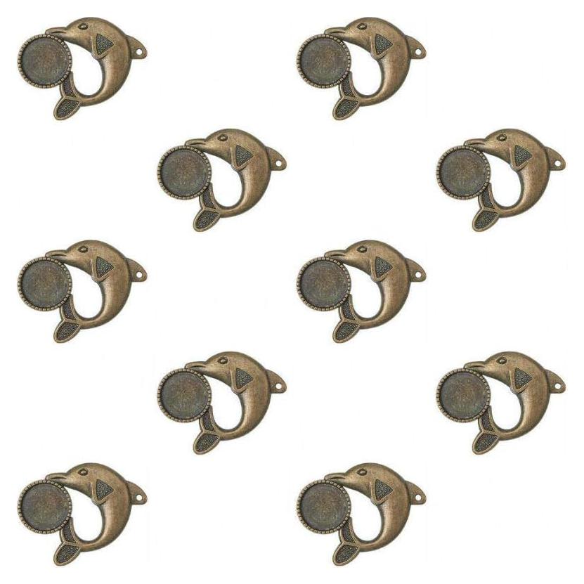 Bases Colgantes de Delfín Antiguo Bronce AKOAK 10 Unidades