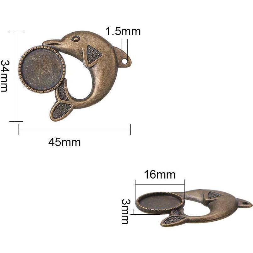Bases Colgantes de Delfín Antiguo Bronce AKOAK 10 Unidades