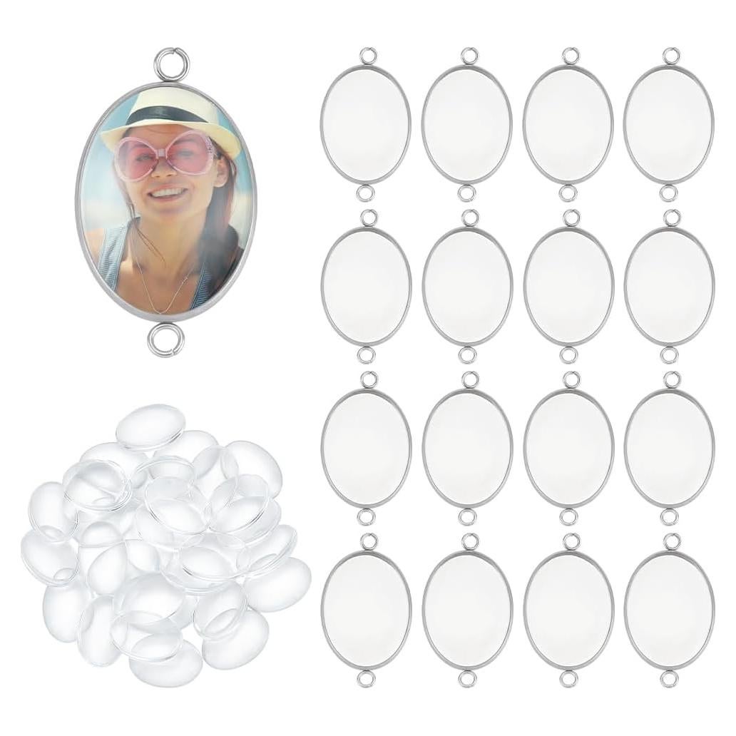 30 Conjuntos de Conectores Cabochón Ovalados UNICRAFTALE
