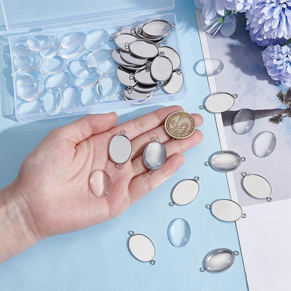 30 Conjuntos de Conectores Cabochón Ovalados UNICRAFTALE
