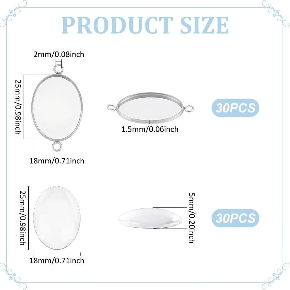 30 Conjuntos de Conectores Cabochón Ovalados UNICRAFTALE