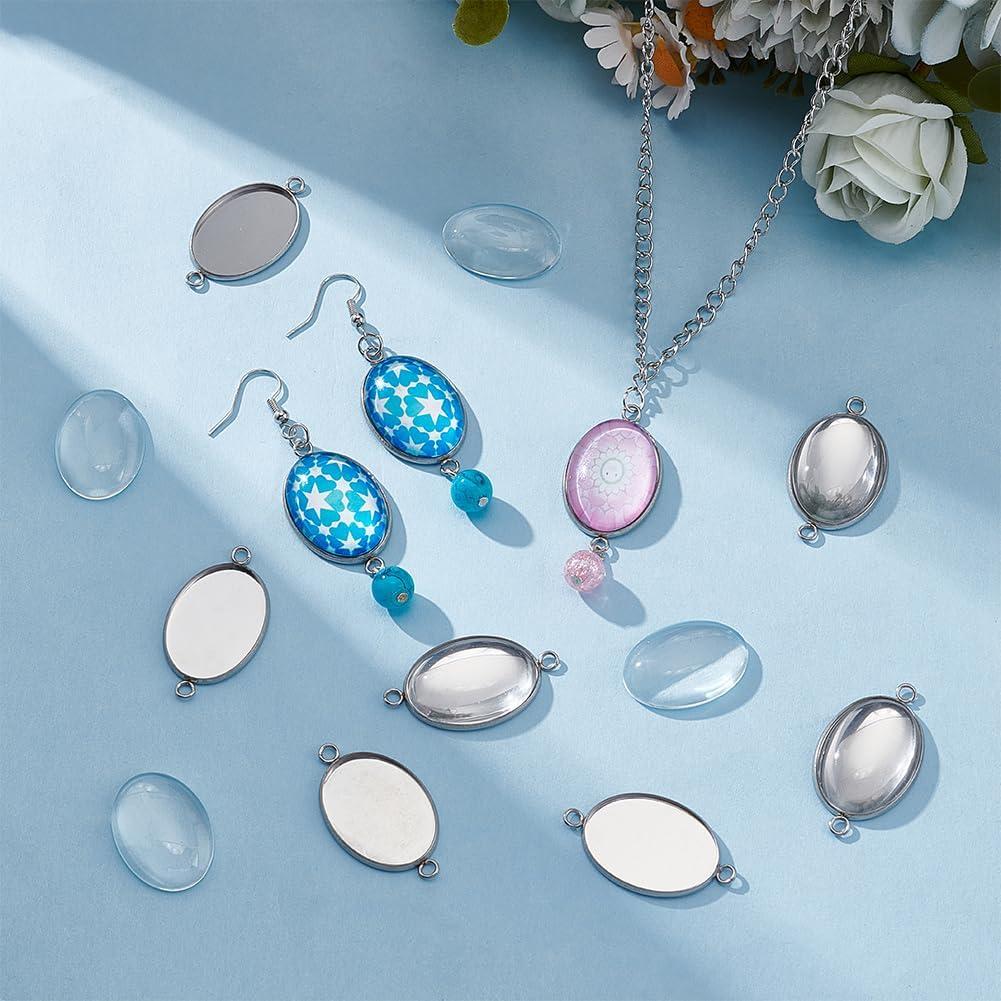 30 Conjuntos de Conectores Cabochón Ovalados UNICRAFTALE