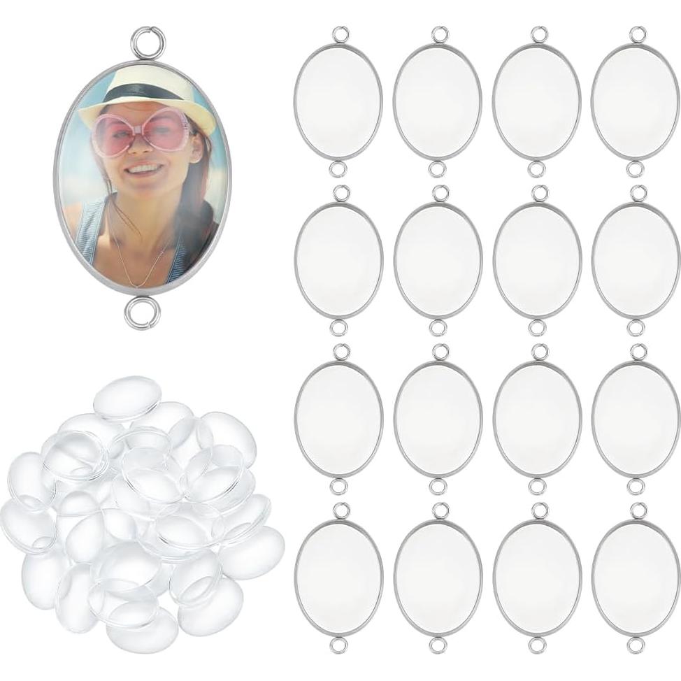 30 Conjuntos de Conectores Cabochón Ovalados UNICRAFTALE