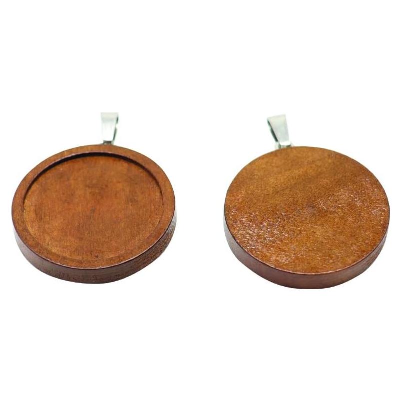 20 Trays de Madera para Cabochón 25mm SHUNAE Joyería DIY