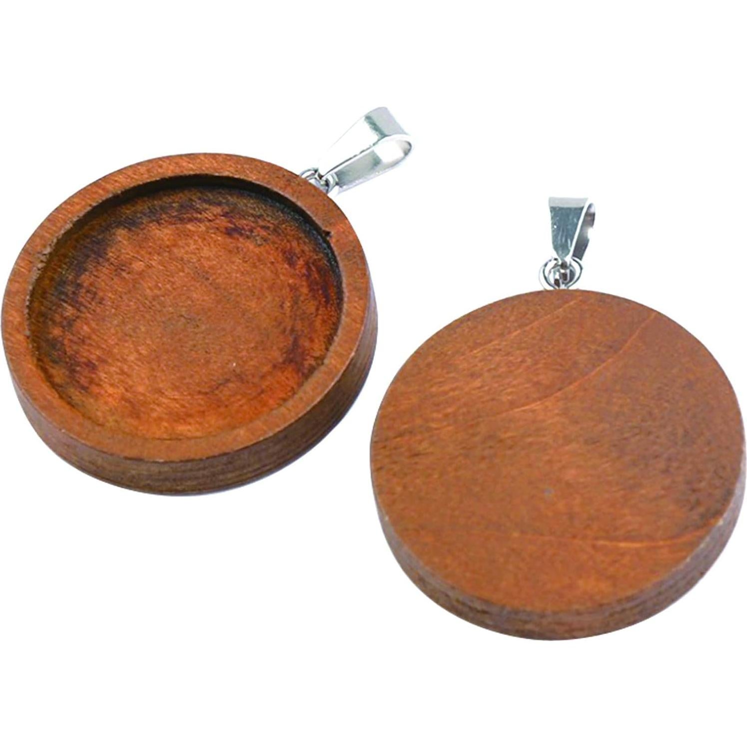 20 Trays de Madera para Cabochón 25mm SHUNAE Joyería DIY