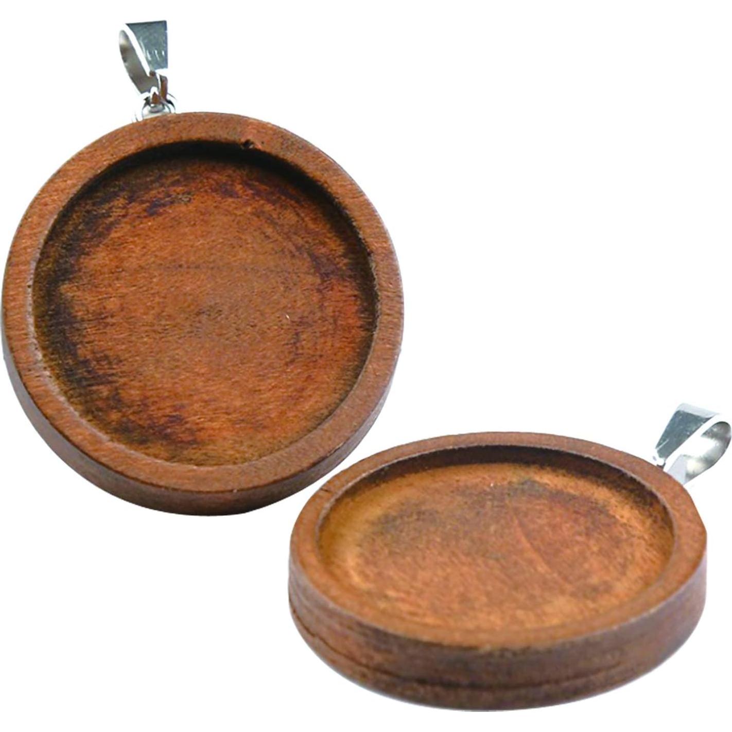 20 Trays de Madera para Cabochón 25mm SHUNAE Joyería DIY