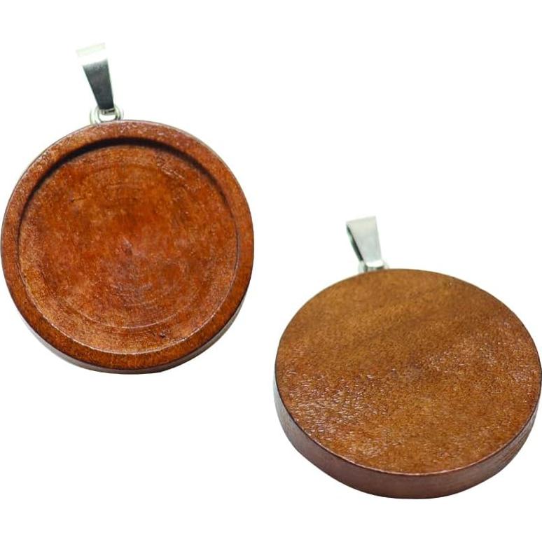 20 Trays de Madera para Cabochón 25mm SHUNAE Joyería DIY