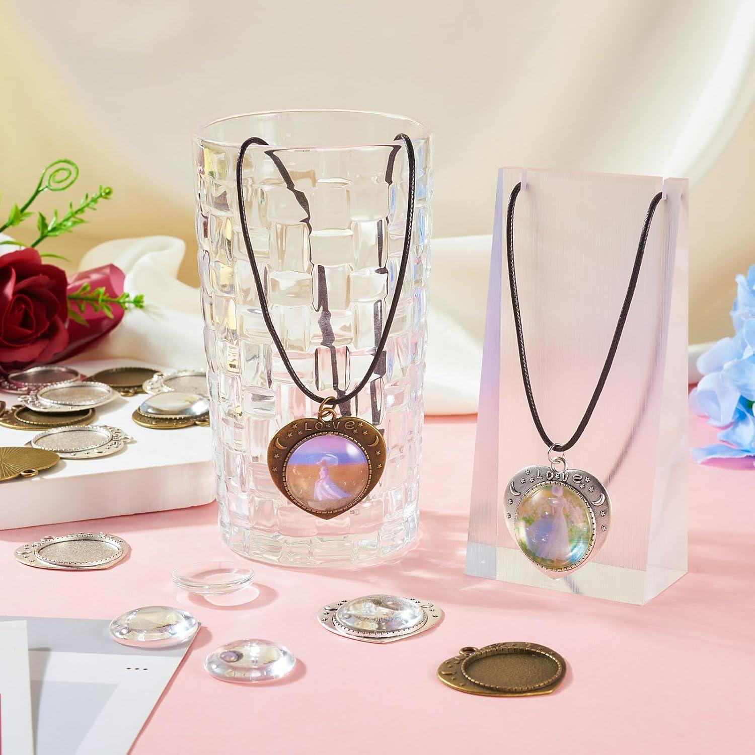 32 Piezas Colgantes Corazón Vintage + Cabochones Vidrio Claro