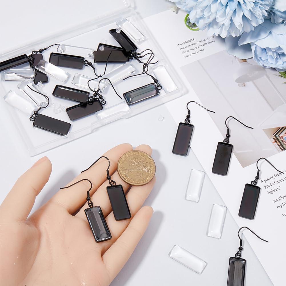 Kit 20 Aretes Bezel Negros SOFPLATE 10x25mm Joyería DIY